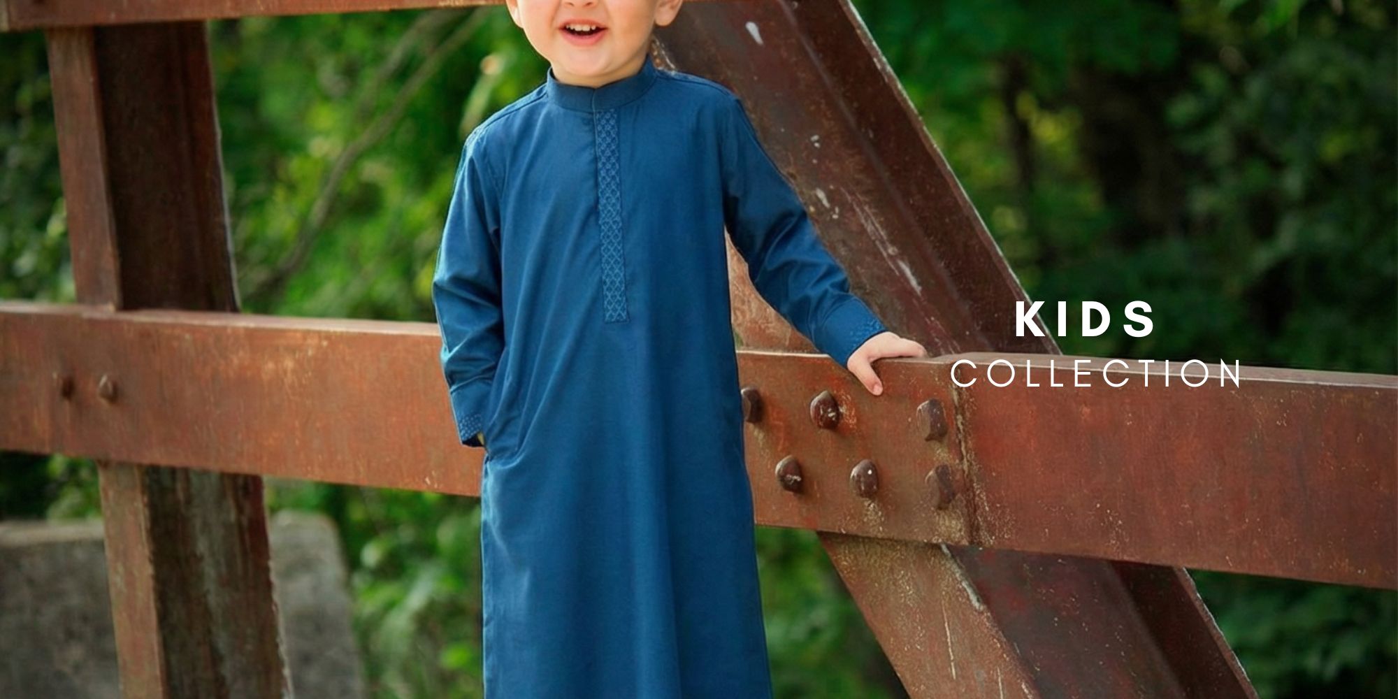 Kids Islamic clothing collection, traditional qamees and outfits for boys in premium fabrics